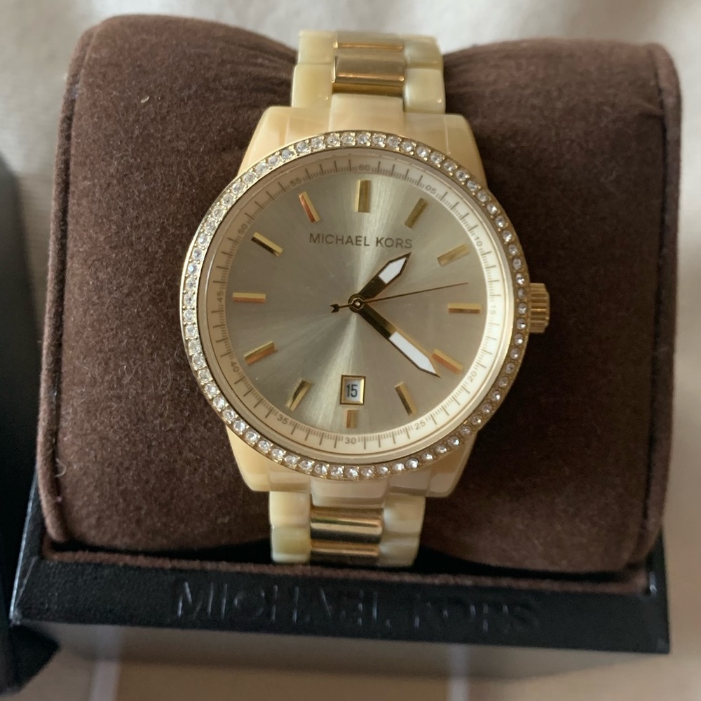 Michael Kors Gold & Acrylic Bone Watch